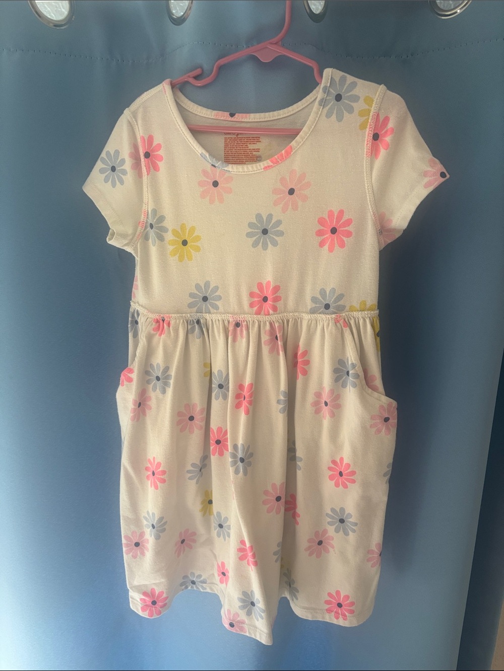 Cat & Jack Cream Dress with Pink, Blue & Yellow Floral Print